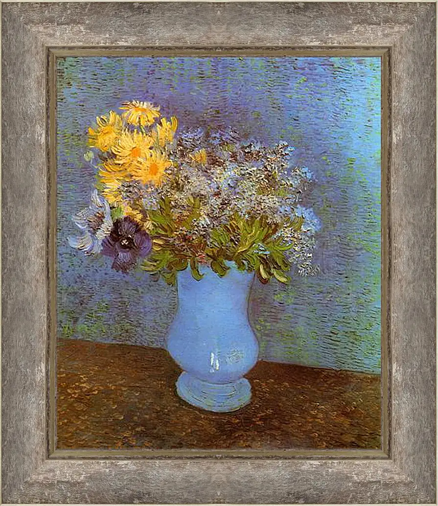 Картина в раме - Vase with Lilacs, Daisies and Anemones. Винсент Ван Гог