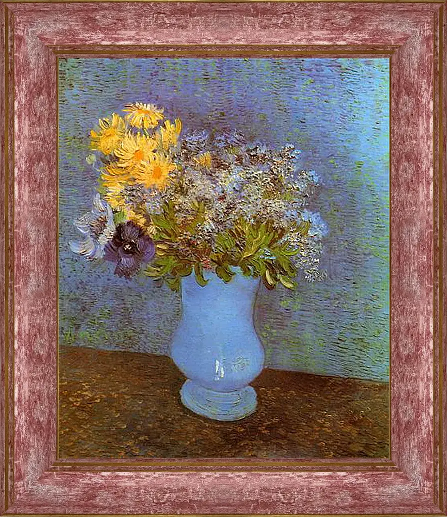 Картина в раме - Vase with Lilacs, Daisies and Anemones. Винсент Ван Гог