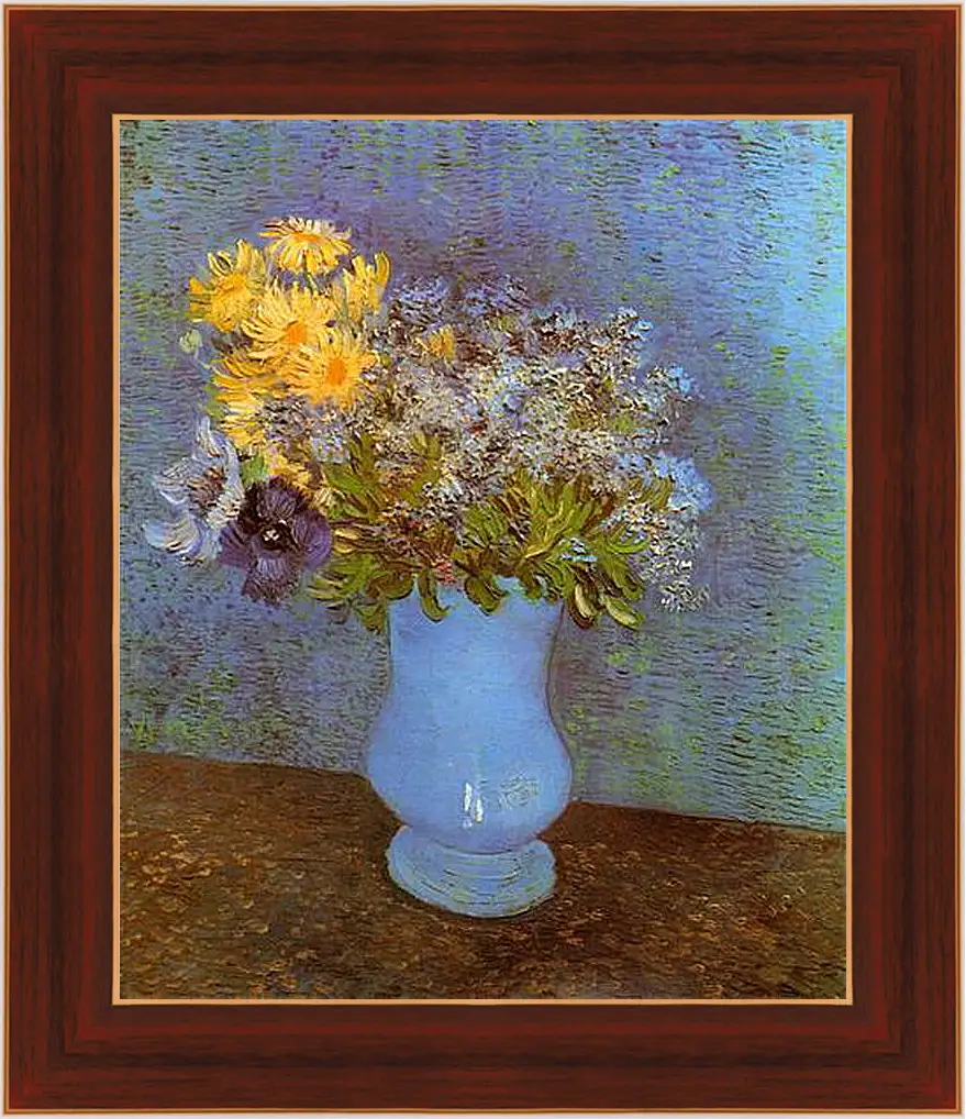 Картина в раме - Vase with Lilacs, Daisies and Anemones. Винсент Ван Гог