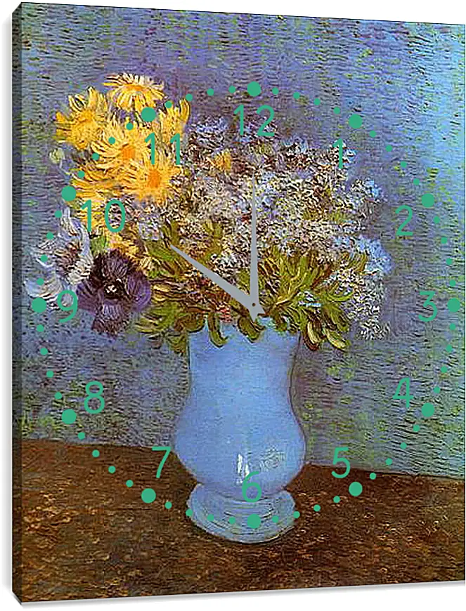 Часы картина - Vase with Lilacs, Daisies and Anemones. Винсент Ван Гог