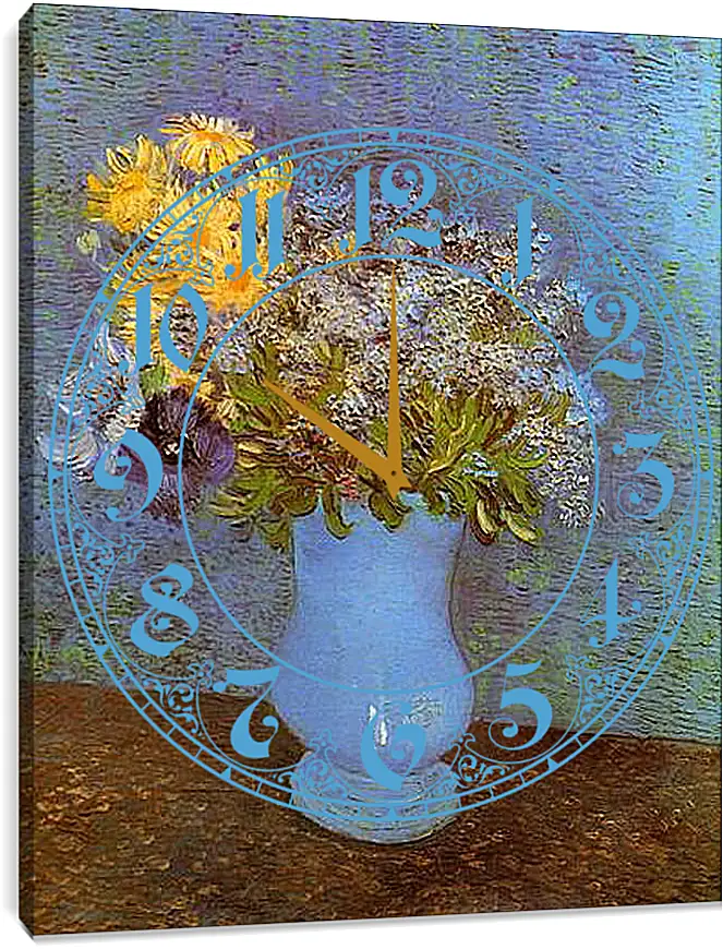 Часы картина - Vase with Lilacs, Daisies and Anemones. Винсент Ван Гог