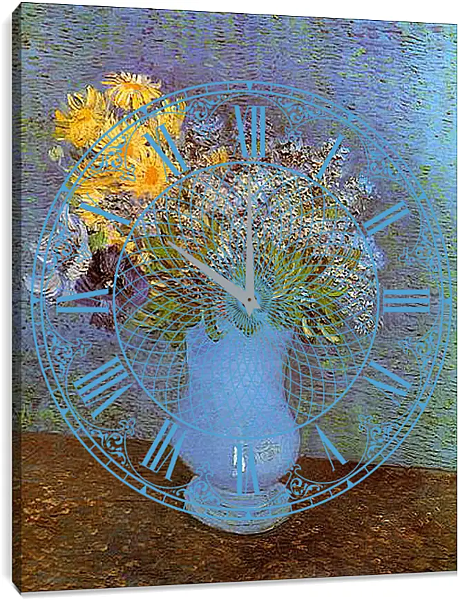 Часы картина - Vase with Lilacs, Daisies and Anemones. Винсент Ван Гог