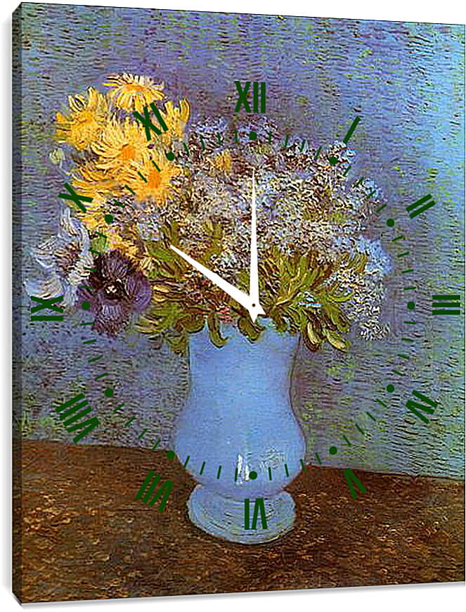 Часы картина - Vase with Lilacs, Daisies and Anemones. Винсент Ван Гог