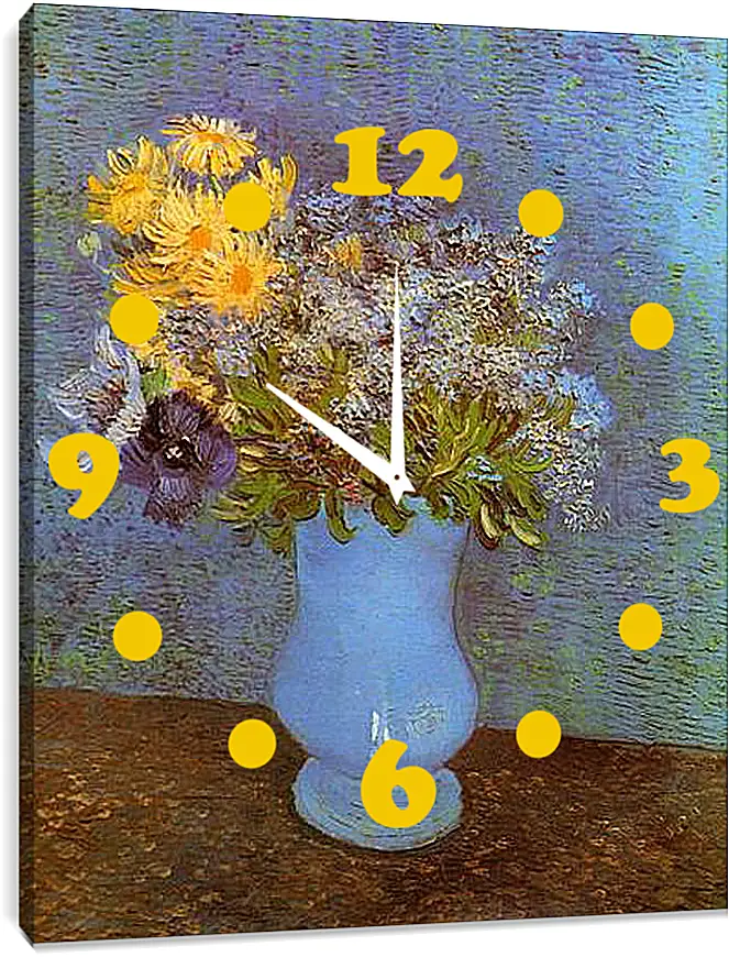 Часы картина - Vase with Lilacs, Daisies and Anemones. Винсент Ван Гог