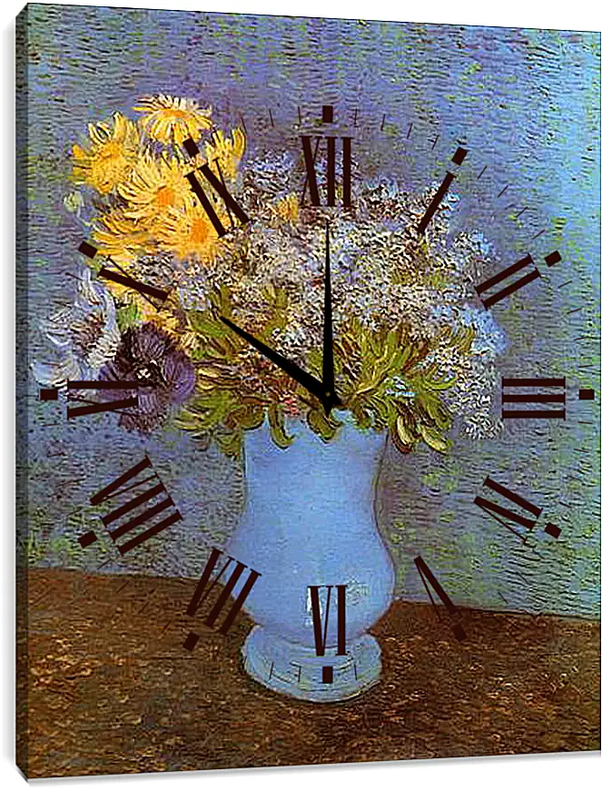 Часы картина - Vase with Lilacs, Daisies and Anemones. Винсент Ван Гог