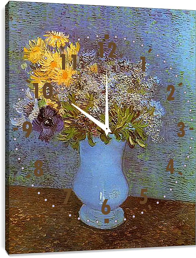 Часы картина - Vase with Lilacs, Daisies and Anemones. Винсент Ван Гог