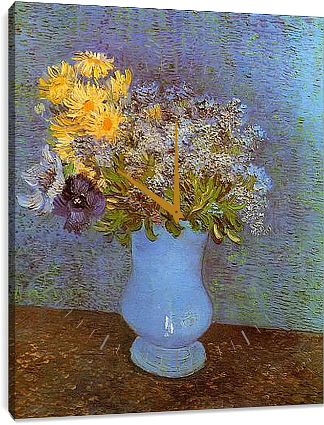 Часы картина - Vase with Lilacs, Daisies and Anemones. Винсент Ван Гог