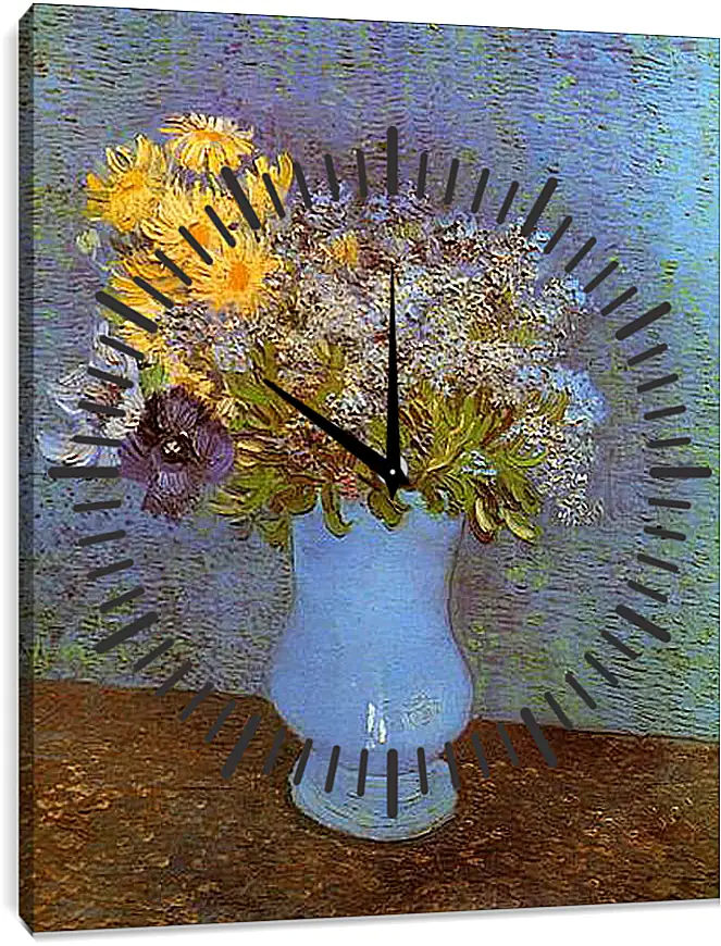 Часы картина - Vase with Lilacs, Daisies and Anemones. Винсент Ван Гог