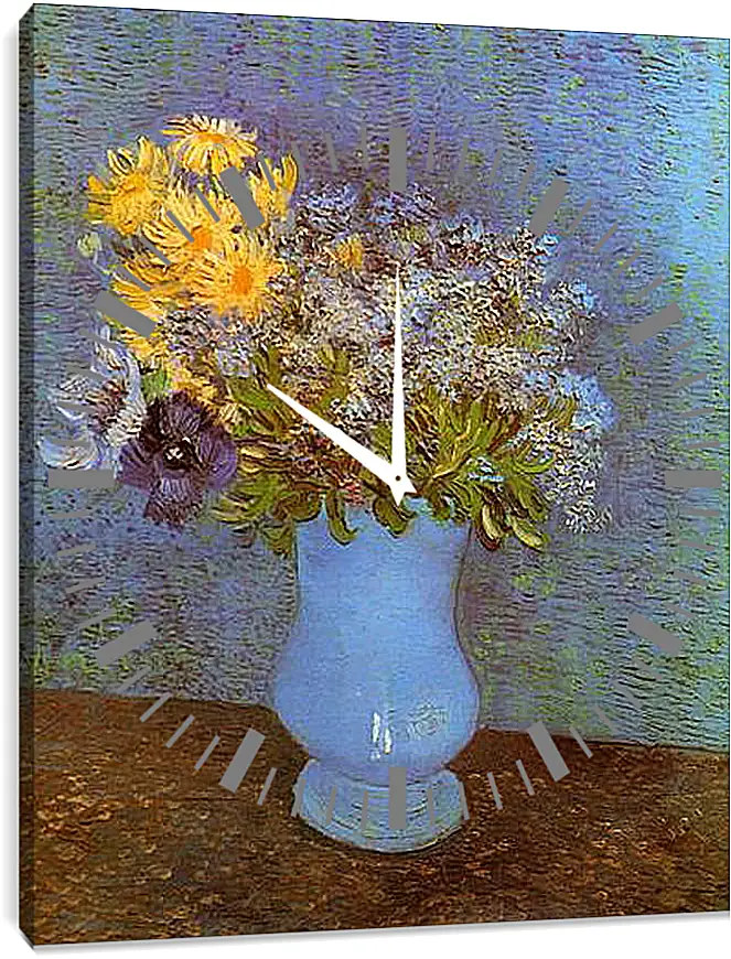 Часы картина - Vase with Lilacs, Daisies and Anemones. Винсент Ван Гог