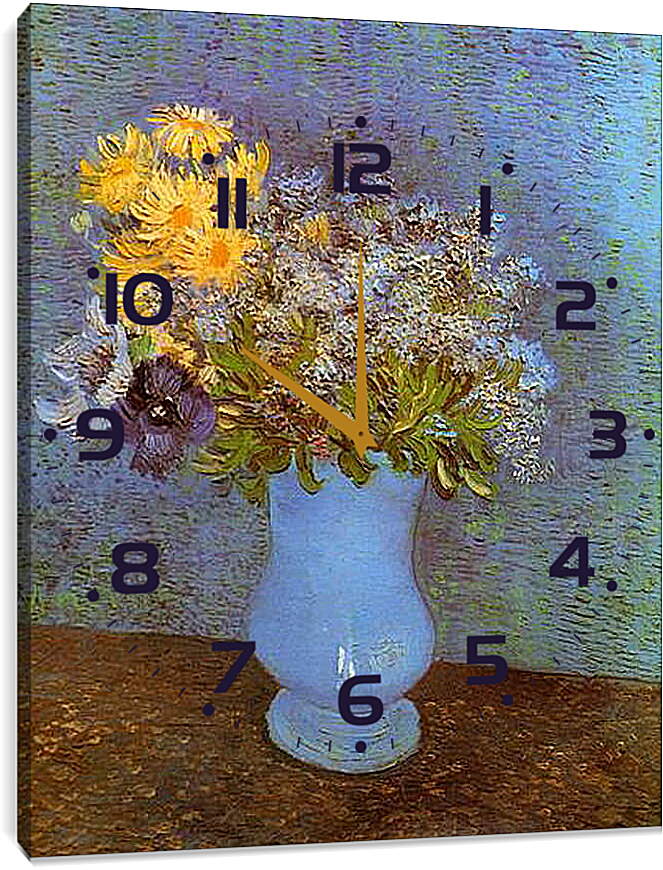 Часы картина - Vase with Lilacs, Daisies and Anemones. Винсент Ван Гог