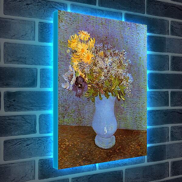Лайтбокс световая панель - Vase with Lilacs, Daisies and Anemones. Винсент Ван Гог
