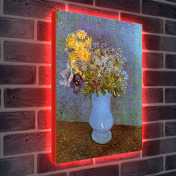 Лайтбокс световая панель - Vase with Lilacs, Daisies and Anemones. Винсент Ван Гог

