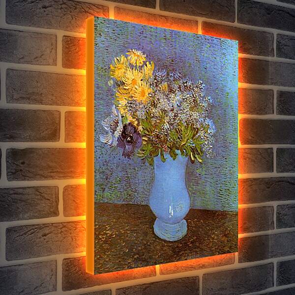 Лайтбокс световая панель - Vase with Lilacs, Daisies and Anemones. Винсент Ван Гог