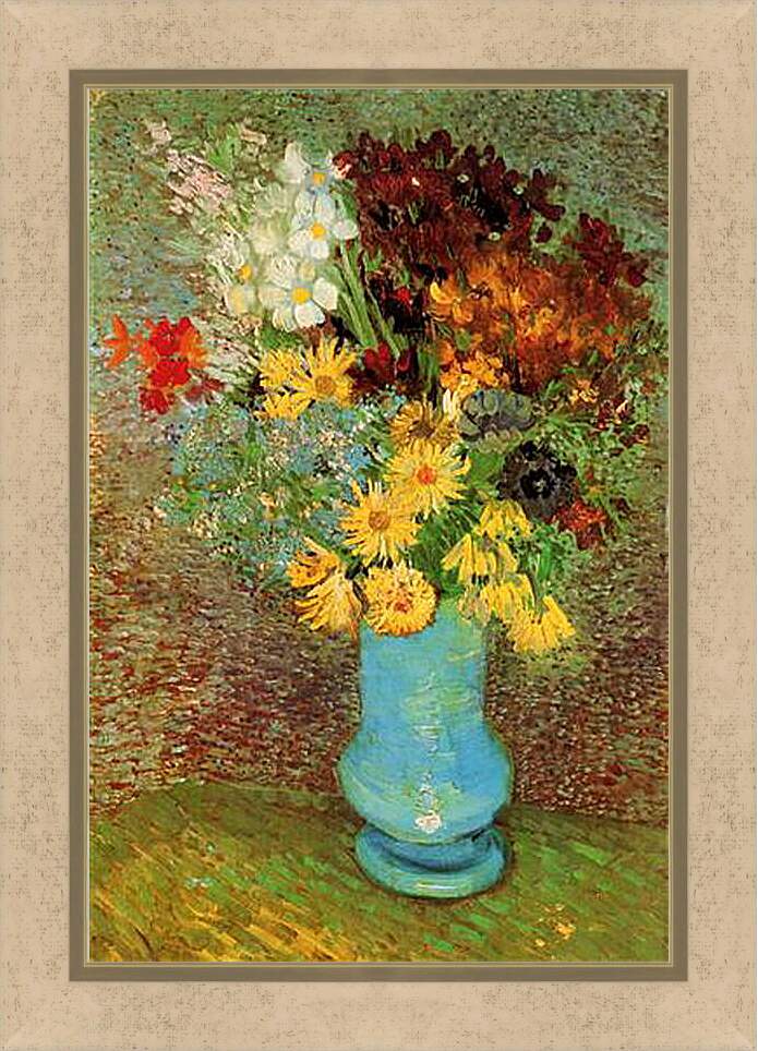 Картина в раме - Vase with Daisies and Anemones. Винсент Ван Гог