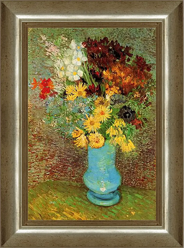 Картина в раме - Vase with Daisies and Anemones. Винсент Ван Гог