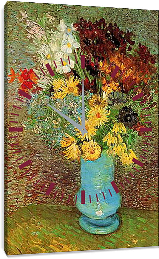 Часы картина - Vase with Daisies and Anemones. Винсент Ван Гог
