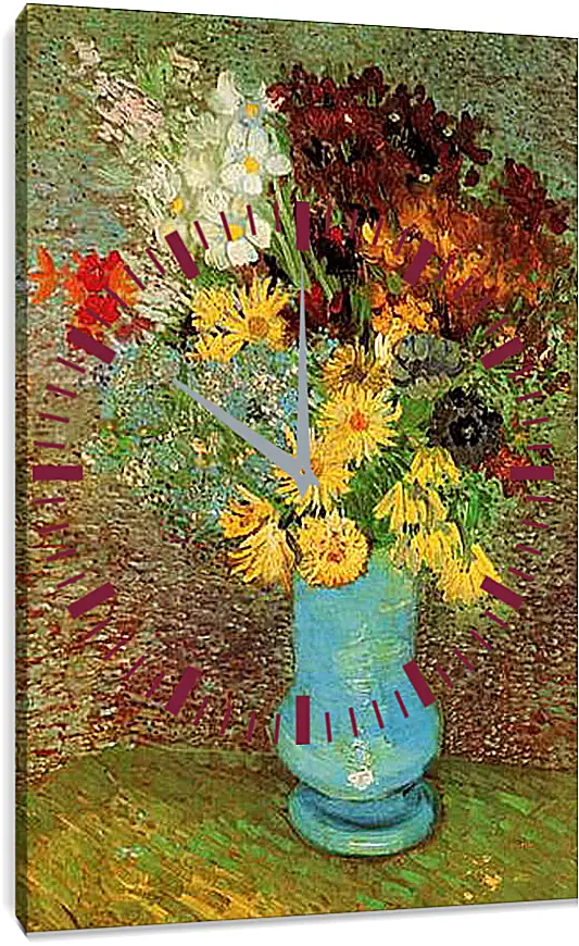 Часы картина - Vase with Daisies and Anemones. Винсент Ван Гог