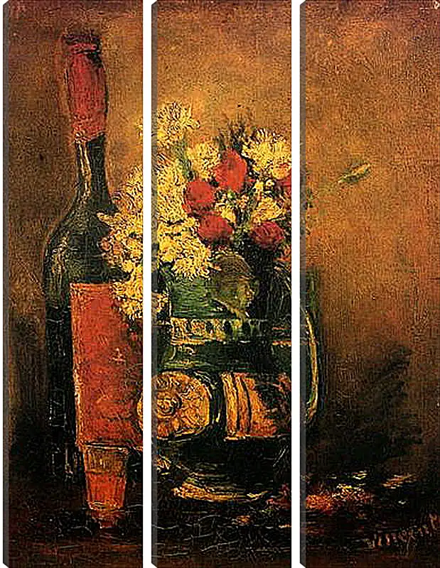 Модульная картина - Vase with Carnations and Roses and a Bottle. Винсент Ван Гог