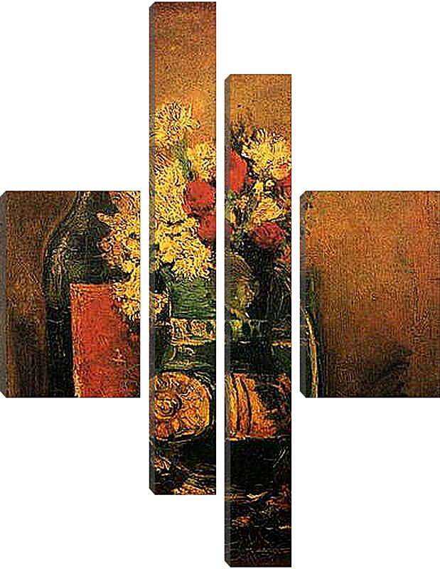 Модульная картина - Vase with Carnations and Roses and a Bottle. Винсент Ван Гог