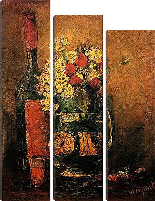 Модульная картина - Vase with Carnations and Roses and a Bottle. Винсент Ван Гог