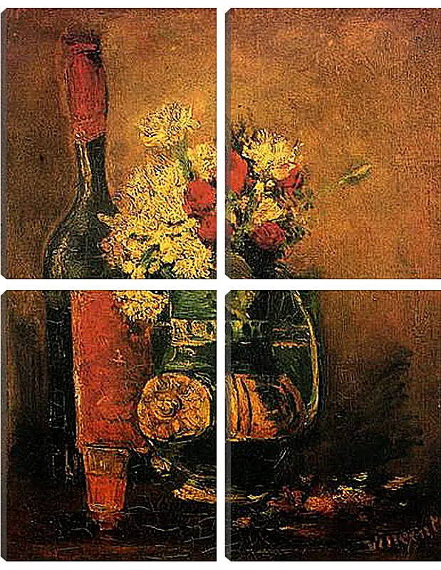 Модульная картина - Vase with Carnations and Roses and a Bottle. Винсент Ван Гог