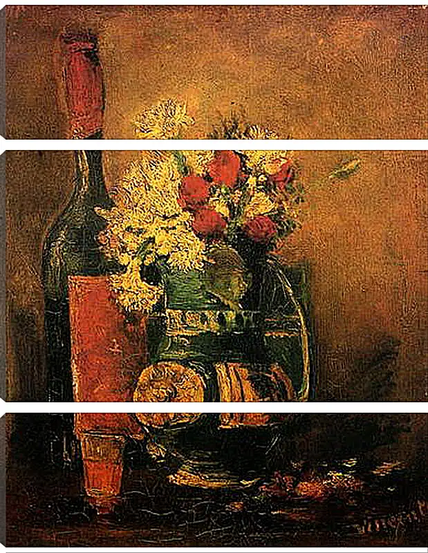 Модульная картина - Vase with Carnations and Roses and a Bottle. Винсент Ван Гог