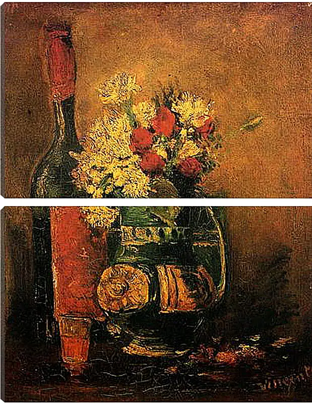 Модульная картина - Vase with Carnations and Roses and a Bottle. Винсент Ван Гог