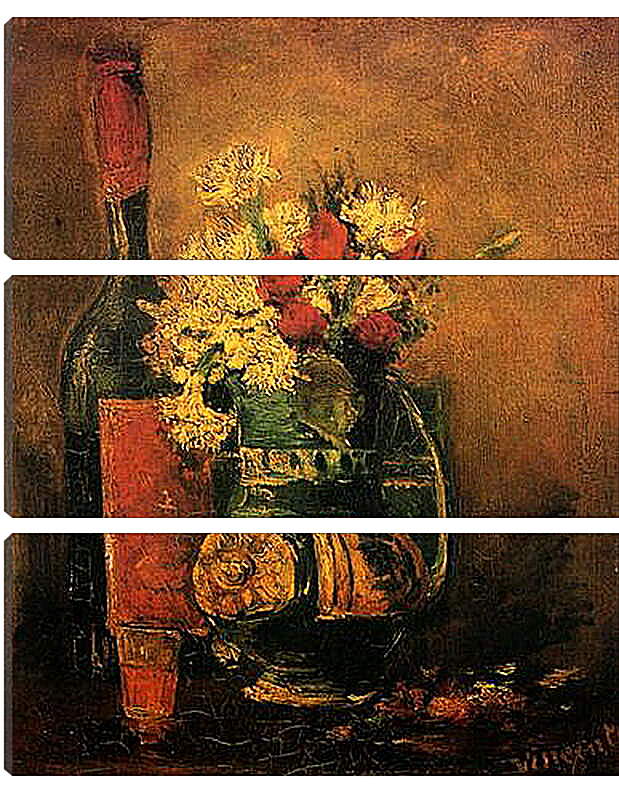 Модульная картина - Vase with Carnations and Roses and a Bottle. Винсент Ван Гог
