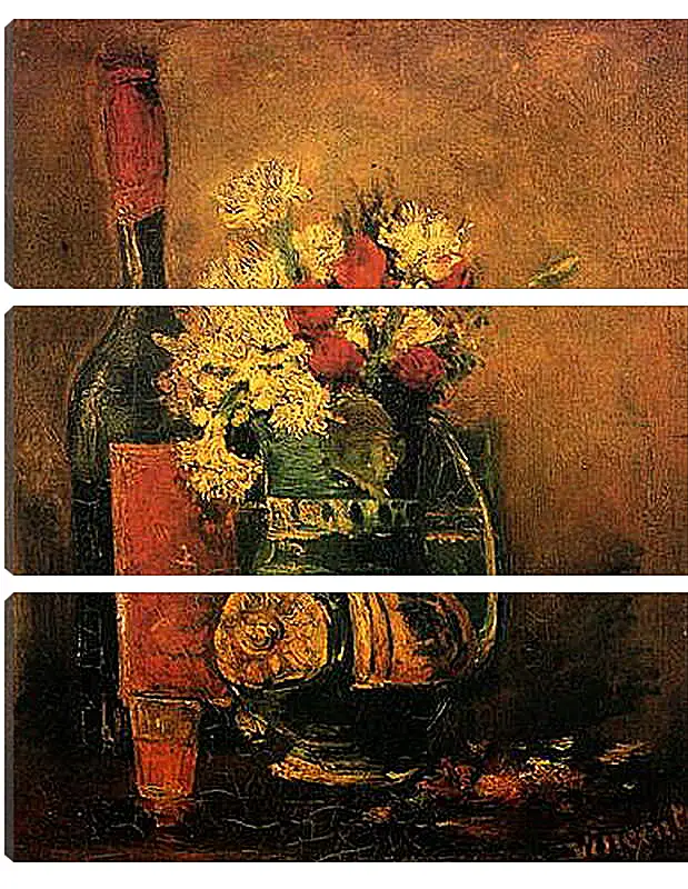 Модульная картина - Vase with Carnations and Roses and a Bottle. Винсент Ван Гог