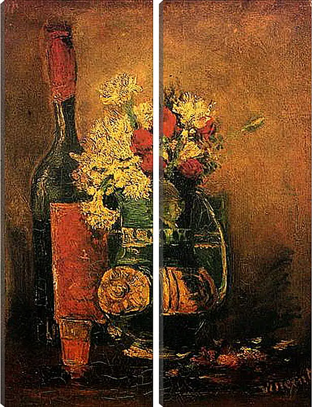 Модульная картина - Vase with Carnations and Roses and a Bottle. Винсент Ван Гог