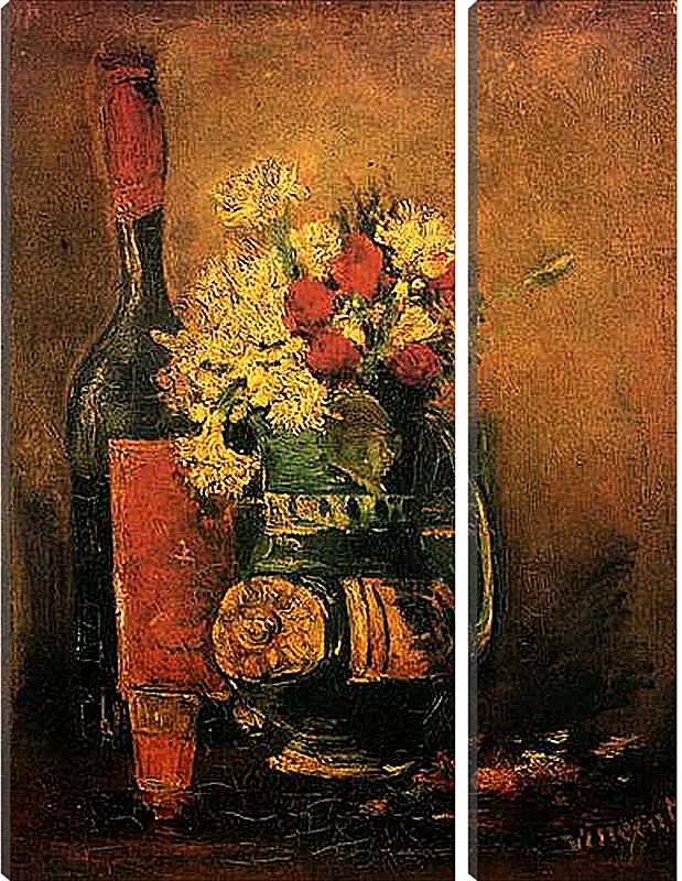 Модульная картина - Vase with Carnations and Roses and a Bottle. Винсент Ван Гог