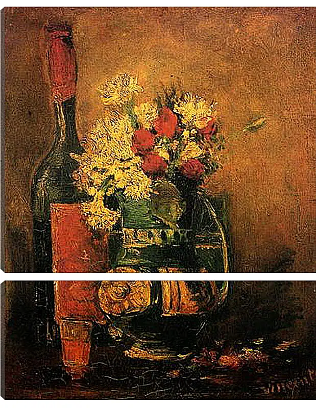 Модульная картина - Vase with Carnations and Roses and a Bottle. Винсент Ван Гог