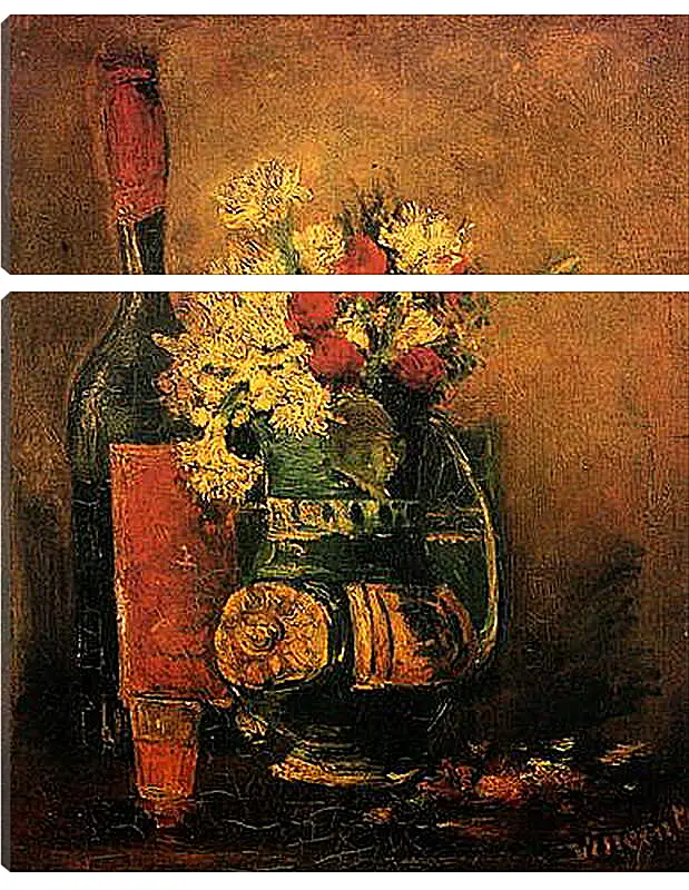 Модульная картина - Vase with Carnations and Roses and a Bottle. Винсент Ван Гог