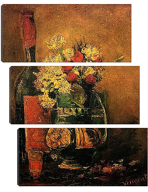 Модульная картина - Vase with Carnations and Roses and a Bottle. Винсент Ван Гог