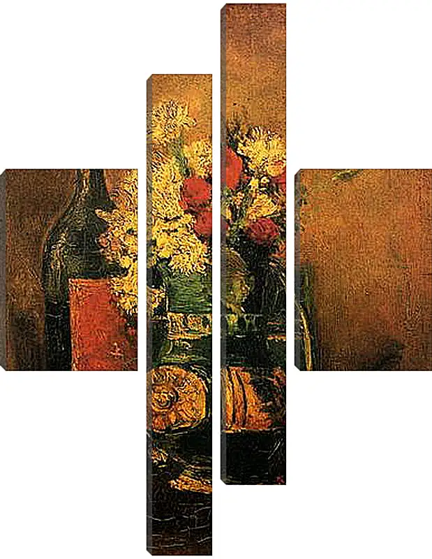 Модульная картина - Vase with Carnations and Roses and a Bottle. Винсент Ван Гог