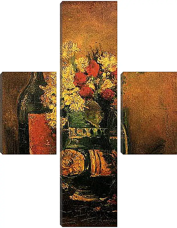 Модульная картина - Vase with Carnations and Roses and a Bottle. Винсент Ван Гог