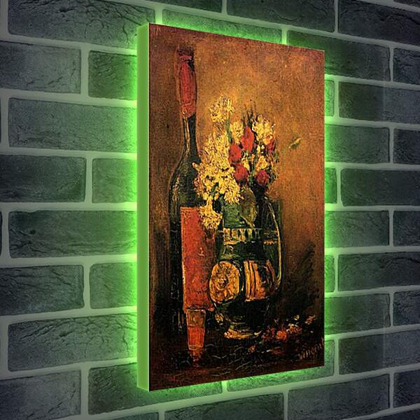 Лайтбокс световая панель - Vase with Carnations and Roses and a Bottle. Винсент Ван Гог