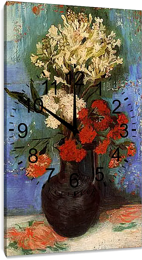 Часы картина - Vase with Carnations and Other Flowers. Винсент Ван Гог