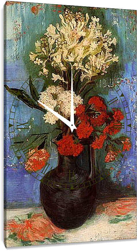 Часы картина - Vase with Carnations and Other Flowers. Винсент Ван Гог