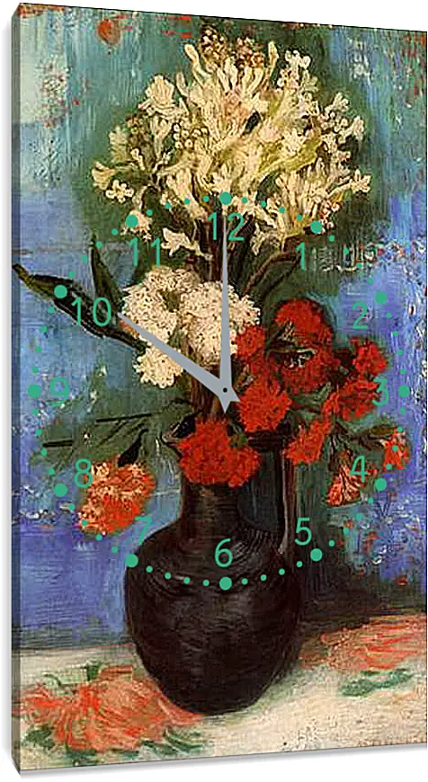 Часы картина - Vase with Carnations and Other Flowers. Винсент Ван Гог