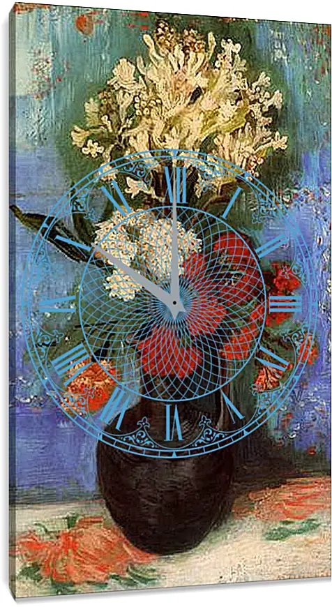 Часы картина - Vase with Carnations and Other Flowers. Винсент Ван Гог