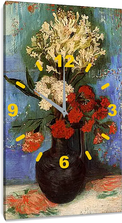 Часы картина - Vase with Carnations and Other Flowers. Винсент Ван Гог