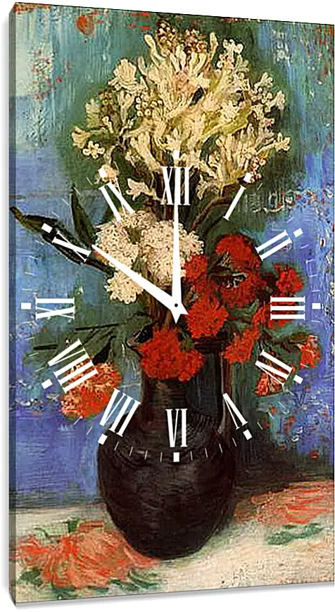 Часы картина - Vase with Carnations and Other Flowers. Винсент Ван Гог