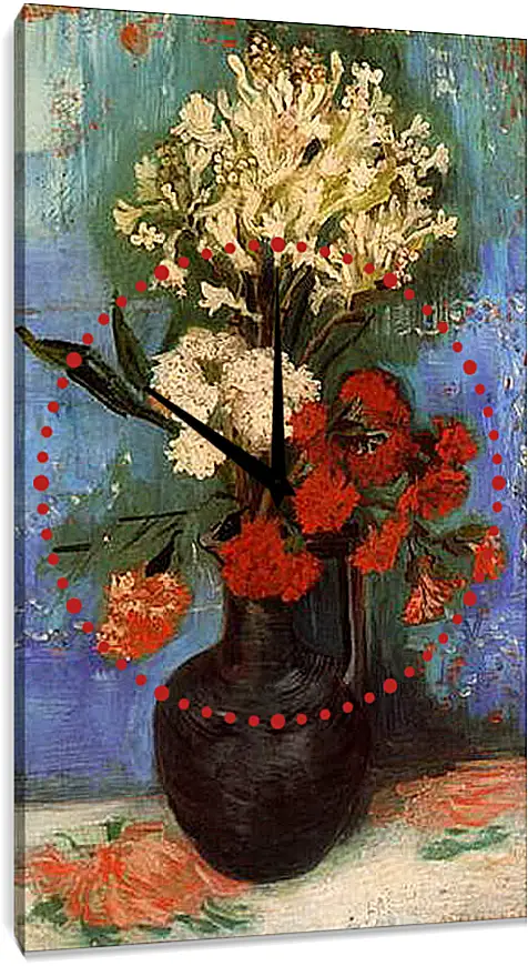 Часы картина - Vase with Carnations and Other Flowers. Винсент Ван Гог