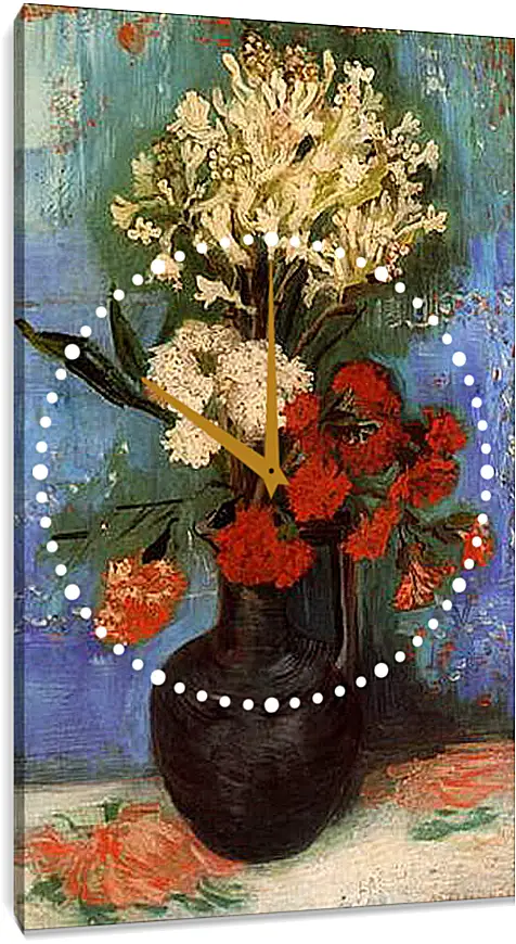 Часы картина - Vase with Carnations and Other Flowers. Винсент Ван Гог