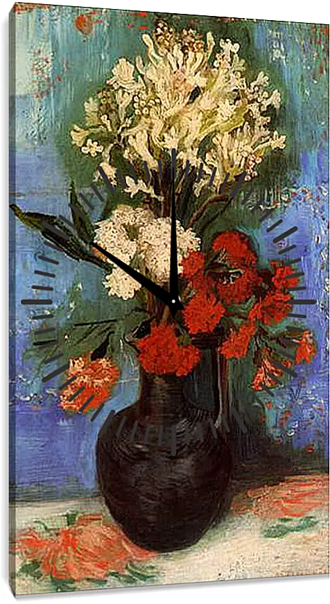 Часы картина - Vase with Carnations and Other Flowers. Винсент Ван Гог