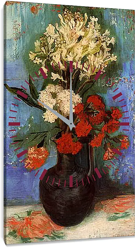 Часы картина - Vase with Carnations and Other Flowers. Винсент Ван Гог