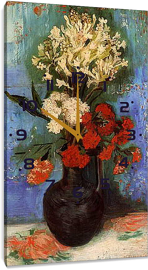 Часы картина - Vase with Carnations and Other Flowers. Винсент Ван Гог