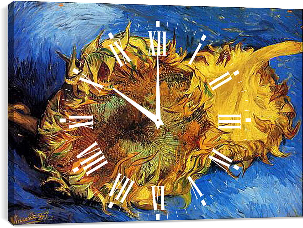 Часы картина - Two Cut Sunflowers 3. Винсент Ван Гог