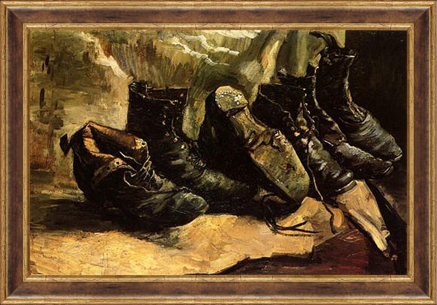 Картина в раме - Three Pairs of Shoes. Винсент Ван Гог